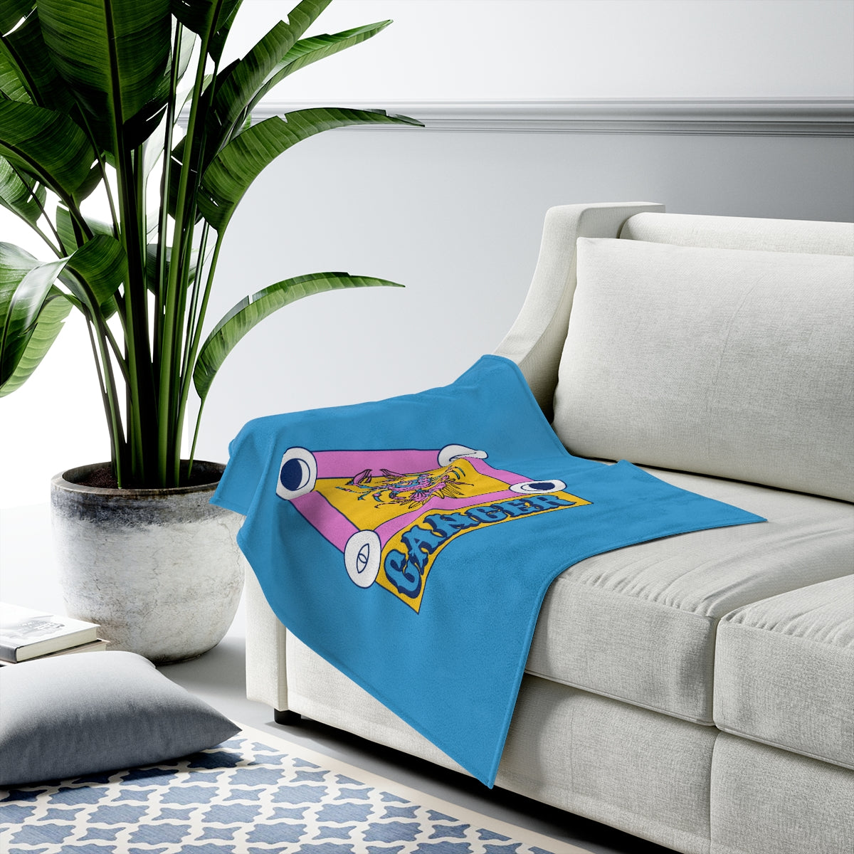 Cancer Horoscope Themed Velveteen Soft Blanket