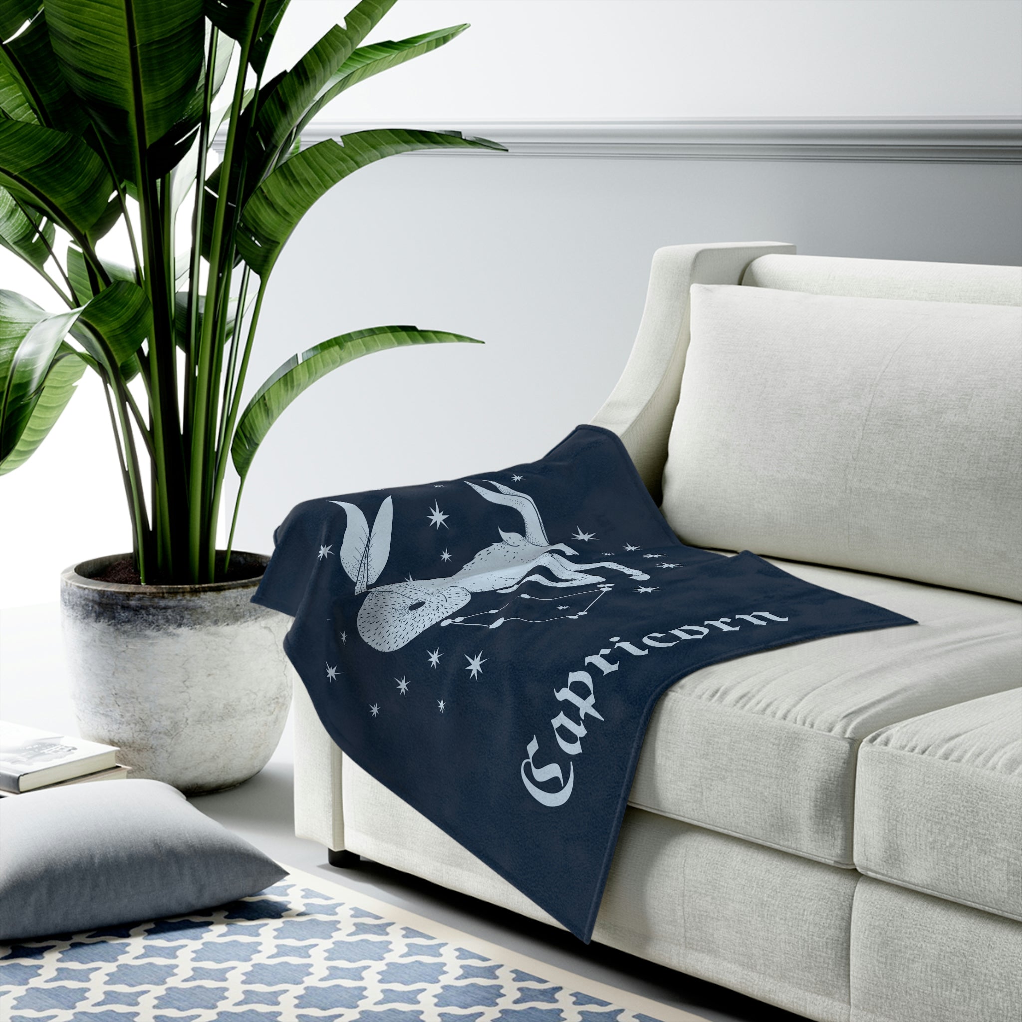 Capricorn Horoscope Themed Velveteen Soft Blanket