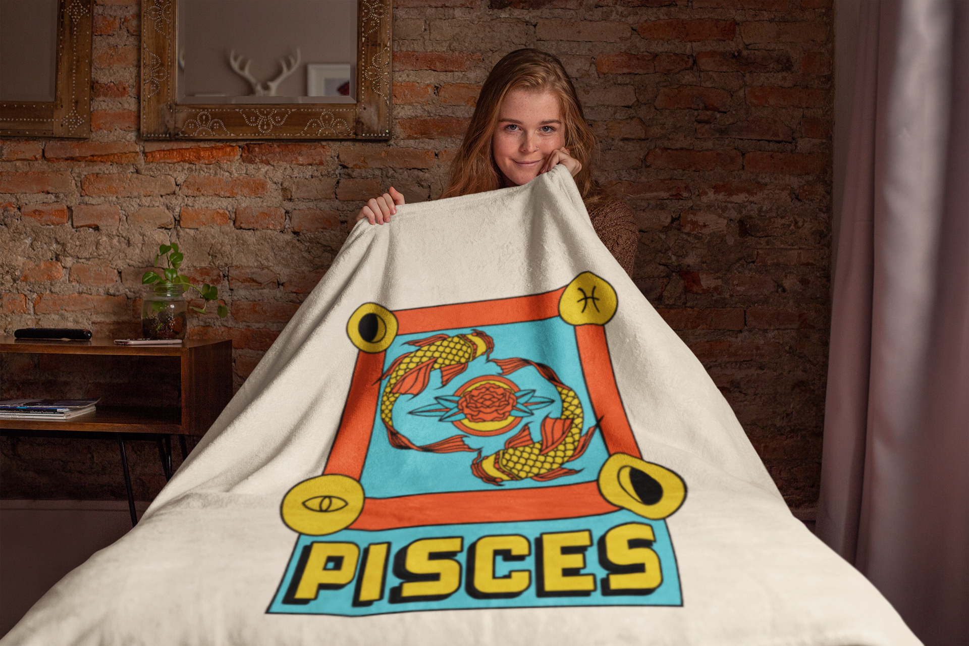 Pisces Horoscope Themed Velveteen Soft Blanket