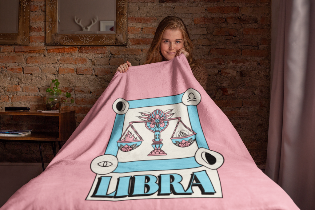 Libra Horoscope Themed Velveteen Soft Blanket