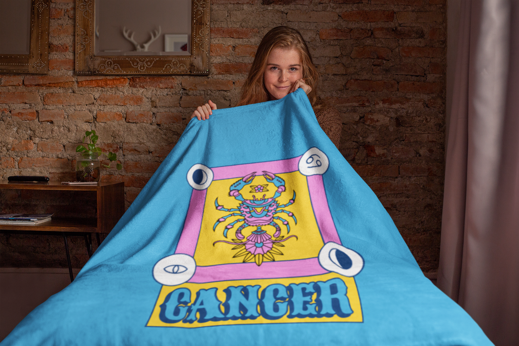 Cancer Horoscope Themed Velveteen Soft Blanket