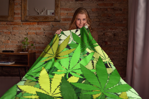 Cannabis Plant Themed Velveteen Soft Blanket