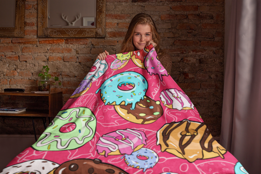 Donuts Themed Velveteen Soft Blanket