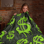 Money Symbol Themed Velveteen Soft Blanket