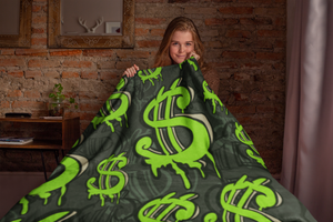 Money Symbol Themed Velveteen Soft Blanket