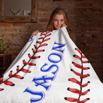 Baseball Custom Name and Number Velveteen Soft Blanket