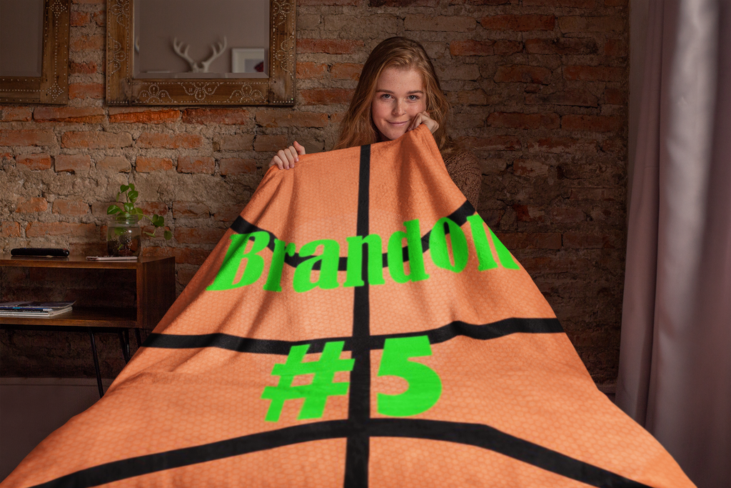 Basketball Custom Name and Number Velveteen Soft Blanket