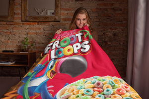 Froot Loops Themed Cereal Blanket Throw