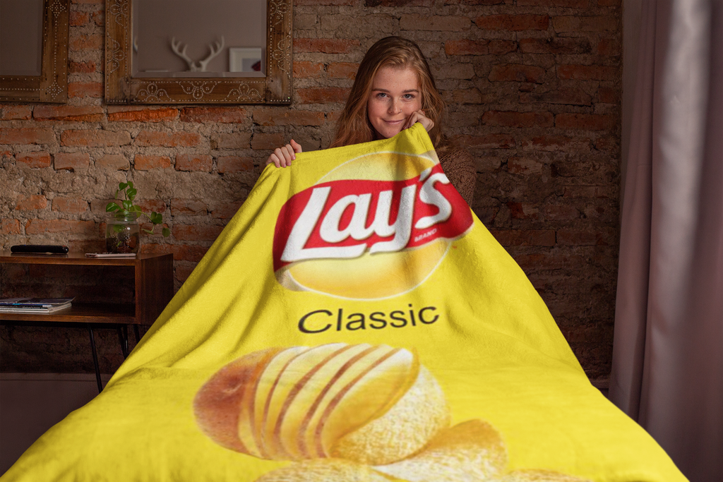 Yellow Original Themed Chips Blanket Throw