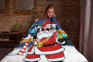 Cool Santa Clause Themed Velveteen Soft Blanket